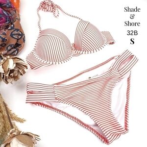New Shade & Shore st Stripe Two Piece Swimsuit 32b Sz S